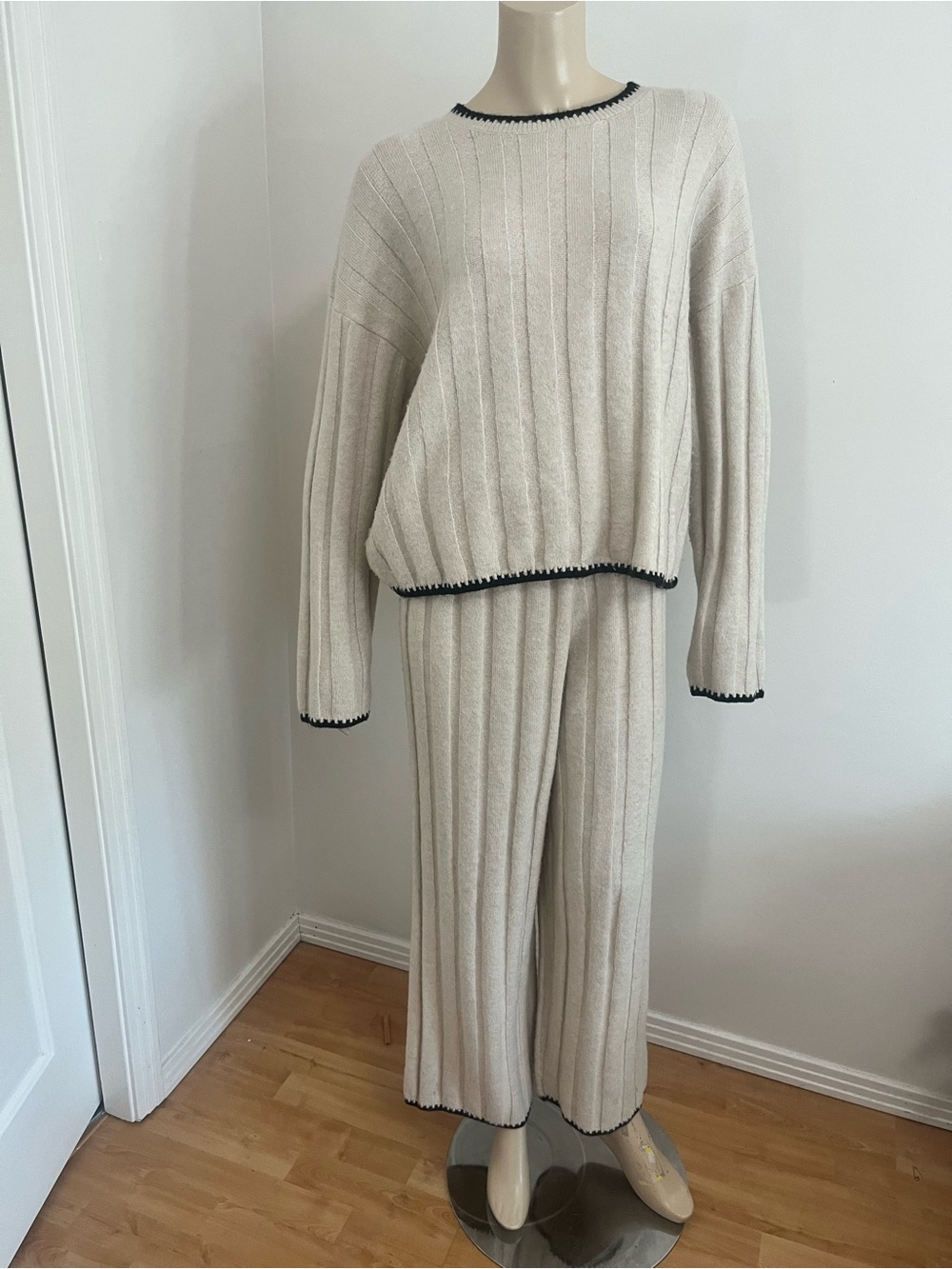 Sincerely Jules Cream Ribbed Knit Sweater
